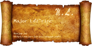 Major Lőrinc névjegykártya