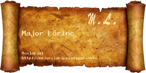 Major Lőrinc névjegykártya